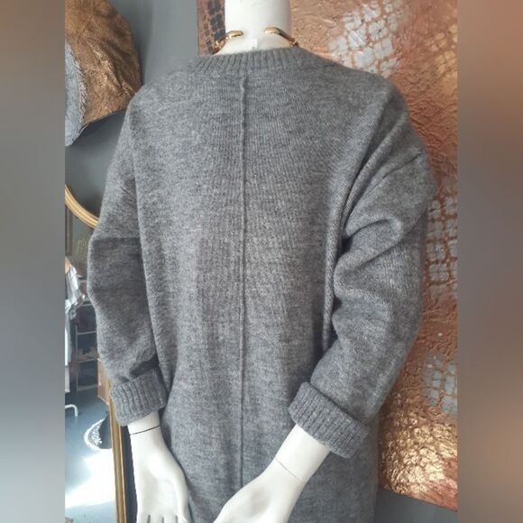 Nwt Dreamers Gray V-Neck Sweater Dress - Picture 3 of 14